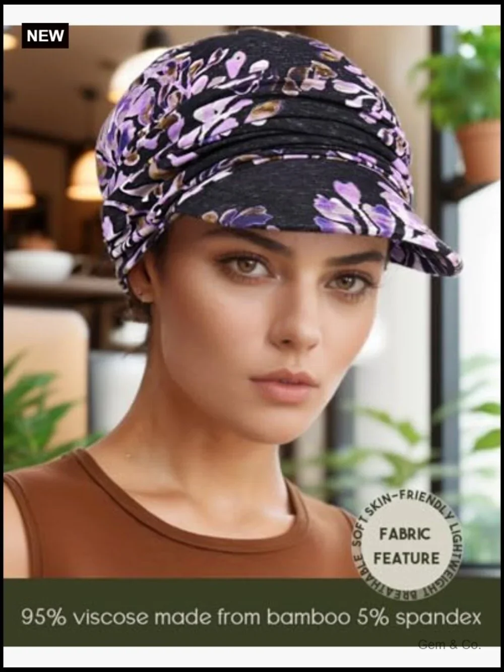 Bamboo Viscose Newsboy Cap Chemo Headwear Pleated Beanie Sun Hat
